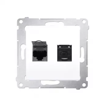 KONTAK-SIMON D62.01/11 Toma de computadora 2 puertos Cat.6 UTP con tapas antipolvo, blanca