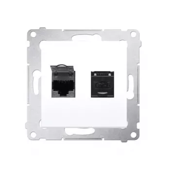 KONTAK-SIMON D62.01/11 Toma de computadora 2 puertos Cat.6 UTP con tapas antipolvo, blanca