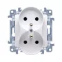 KONTAK-SIMON Kontakt Simon 10 Toma de corriente doble blanca con toma de tierra, bornes de tornillo, 16A 250V, tipo E, montaje empotrado