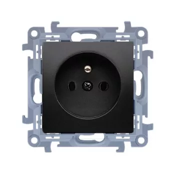 KONTAK-SIMON Simon 10 Toma de corriente individual con toma de tierra, Quick-Connect, 16A 250V, negro mate