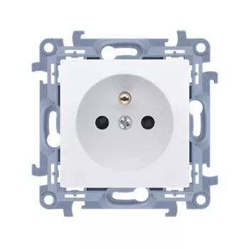 KONTAK-SIMON Simon 10 Toma de corriente individual blanca con toma de tierra y protección infantil, Quick-Connect, 16A 250V
