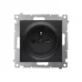 KONTAK-SIMON Simon 54 módulo de enchufe negro mate, 1x tipo F, protección infantil, bornes de tornillo 16A 250V