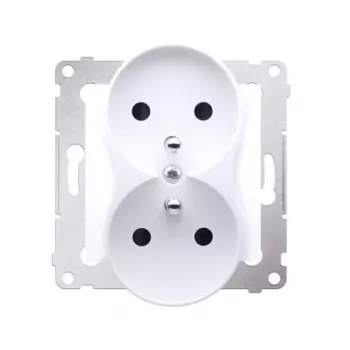 Toma doble KONTAK-SIMON Simon 54 blanca 16A 250V con obturadores y bornes de tornillo
