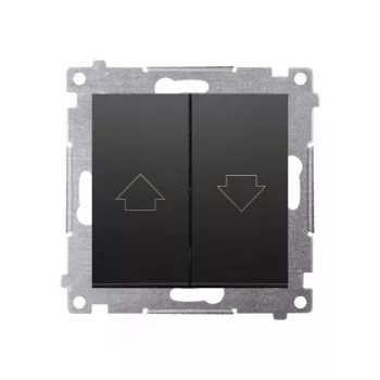KONTAK-SIMON Simon 54 Módulo interruptor de persiana, negro mate, pulsador, enclavamiento eléctrico, bornes de resorte, 10A