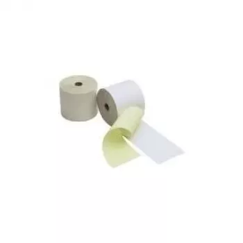 Kores AR5725 Rollos de caja, 2 capas sin carbón, blanco/amarillo, 57 mm x 25 m, núcleo 12 mm, 5 rollos