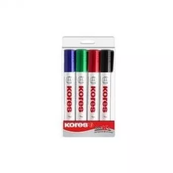 Kores K MARKER Set de rotuladores para pizarra blanca y rotafolio, punta biselada 3-5 mm, varios colores, pack de 4 M20845