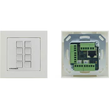 Kramer Electronics RC-208 Panel de control cableado con 8 botones programables, RS-232/RS-485/Ethernet, blanco