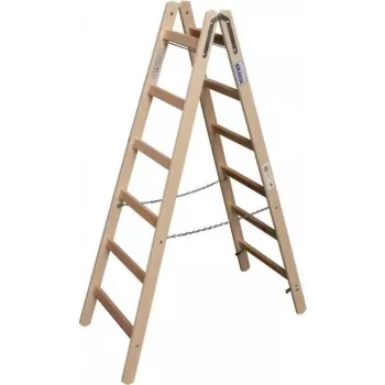 Escalera doble de madera KRAUSE 2x6 peldaños, pino, 150 kg, EN 131 170088