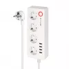 Kruger&Matz Connect P6 Regleta inteligente con 4 tomas Schuko y 4 puertos USB, Tuya Wi-Fi, blanca