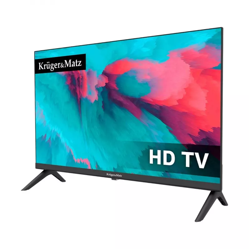 KRUGER & MATZ KM0224-T1 Televisor LED 24 pulgadas HD Ready con DVB-T2 H.265/HEVC, adaptador de coche 12V, 2x HDMI, USB PVR, modo hotel