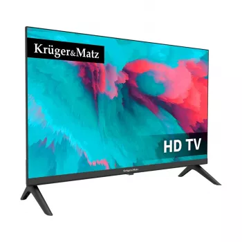 KRUGER & MATZ KM0224-T1 Televisor LED 24 pulgadas HD Ready con DVB-T2 H.265/HEVC, adaptador de coche 12V, 2x HDMI, USB PVR, modo hotel