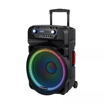 KRUGER & MATZ KM1718 sistema de altavoces PA activos portátiles 60W con dos micrófonos inalámbricos UHF, Bluetooth, USB, SD, FM, efectos LED