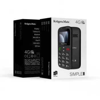 Kruger&Matz Simple 923 Móvil 4G GSM para personas mayores - Negro