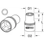 KS TOOLS Vaso hexagonal corto de 1
