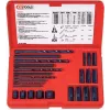 KS TOOLS Set de 25 extractores de tornillos, extractores a izquierdas HSS, M3-M18, con brocas helicoidales y guías de taladro (150.1305)
