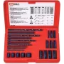 KS TOOLS Set de 25 extractores de tornillos, extractores a izquierdas HSS, M3-M18, con brocas helicoidales y guías de taladro (150.1305)