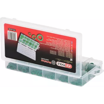 KS TOOLS Surtido de 270 juntas tóricas HNBR para aire acondicionado de automóviles, 18 tamaños métricos, -40°C a +150°C, verde 970.0340