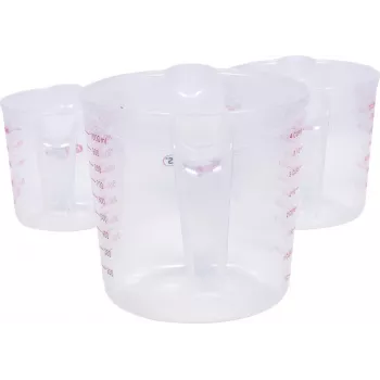 KS TOOLS set de 3 vasos medidores, 250/500/1000 ml, PP transparente con escala azul, apto para alimentos, apto para lavavajillas, apilable 150.9205
