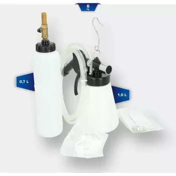 KS TOOLS BT701200 Purificador de frenos neumático, 6,2 bar, depósito de 0,75L, botella de recogida de 1L