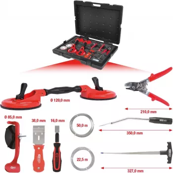 KS TOOLS MASTER set de herramientas de montaje y desmontaje de parabrisas, 13 piezas (140.1065)