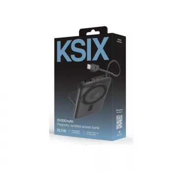 KSIX batería externa magnética 10000 mAh, 22,5W para iPhone y Apple Watch, gris