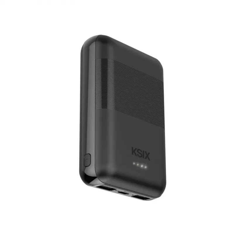 Batería externa KSIX Mini 10000mAh 10W con cable USB-A USB-C negra