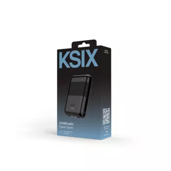 Batería externa KSIX Mini 10000mAh 10W con cable USB-A USB-C negra