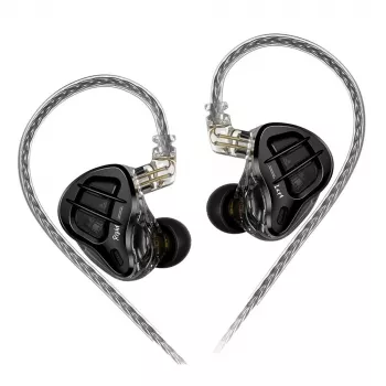 KZ ZAR NO MIC - Auriculares In-Ear Monitor, híbridos de 8 drivers, 1 dinámico + 7 Balanced Armature, cable desmontable, conector jack de 3,5 mm, gris oscuro