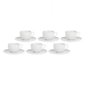 LA PORCELLANA BIANCA Set de 6 tazas de té con platillo - blanco, 200 ml
