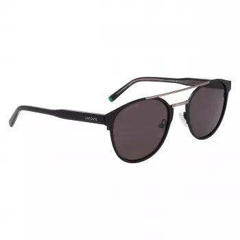 Lacoste L263S-2 Gafas de sol rectangulares para hombre - Montura negra, lentes grises, 53mm