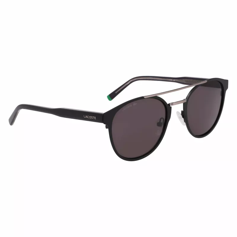 Lacoste L263S-2 Gafas de sol rectangulares para hombre - Montura negra, lentes grises, 53mm