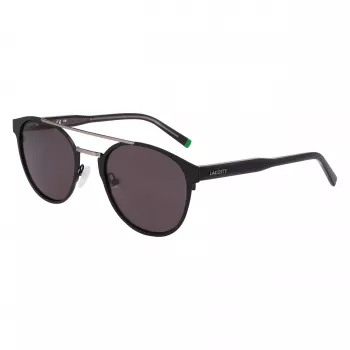 Lacoste L263S-2 Gafas de sol rectangulares para hombre - Montura negra, lentes grises, 53mm