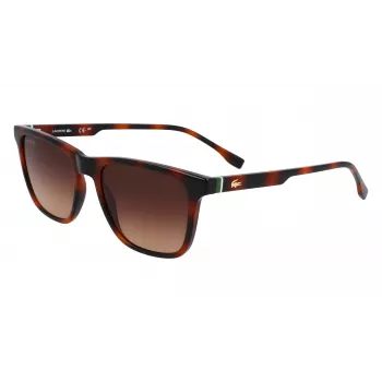 Lacoste L6041S-214 Gafas de sol rectangulares para hombre Havana Montura de acetato Lentes de policarbonato marrones 54mm