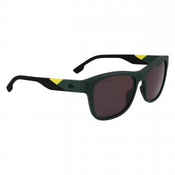 Lacoste L6043S-301 Gafas de sol hombre rectangulares - montura verde, cristales grises, 56/18/145 mm
