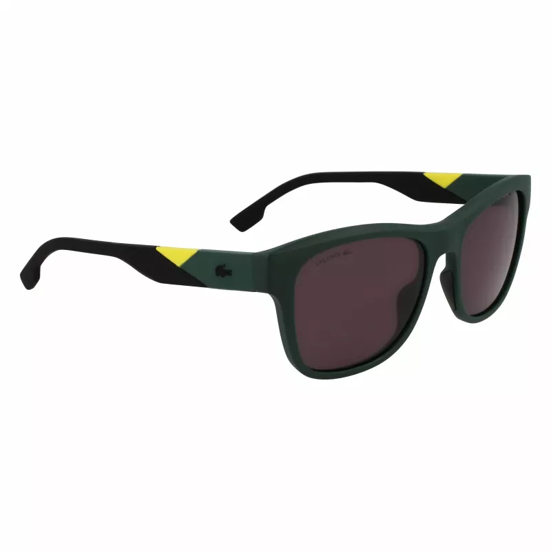 Lacoste L6043S-301 Gafas de sol hombre rectangulares - montura verde, cristales grises, 56/18/145 mm