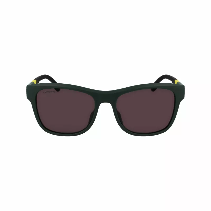 Lacoste L6043S-301 Gafas de sol hombre rectangulares - montura verde, cristales grises, 56/18/145 mm
