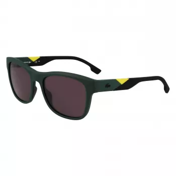 Lacoste L6043S-301 Gafas de sol hombre rectangulares - montura verde, cristales grises, 56/18/145 mm