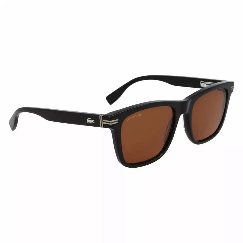 Lacoste L6045S-1 Gafas de sol de hombre, montura de acetato negra, lentes de policarbonato grises, 54/19/145 mm
