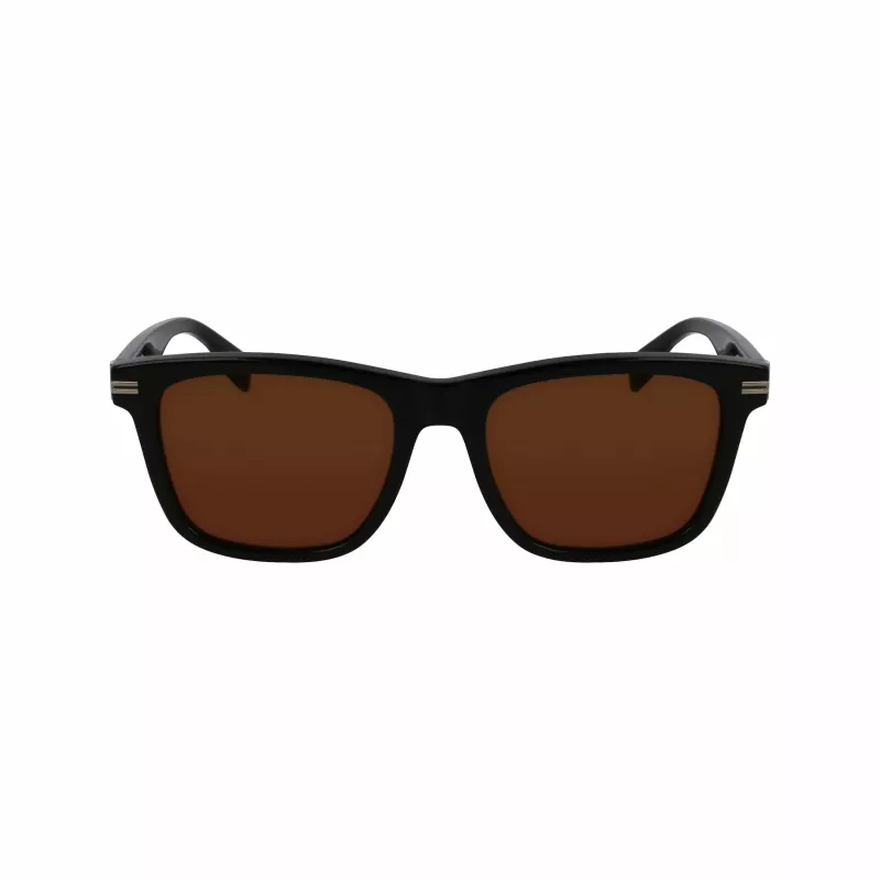 Lacoste L6045S-1 Gafas de sol de hombre, montura de acetato negra, lentes de policarbonato grises, 54/19/145 mm