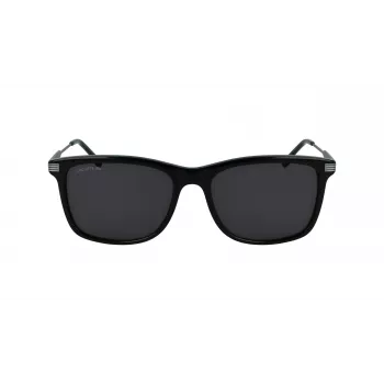 Lacoste Gafas de sol de hombre L960S, cuadradas - Montura negra, lentes verdes, 56/18/140 mm, UV400