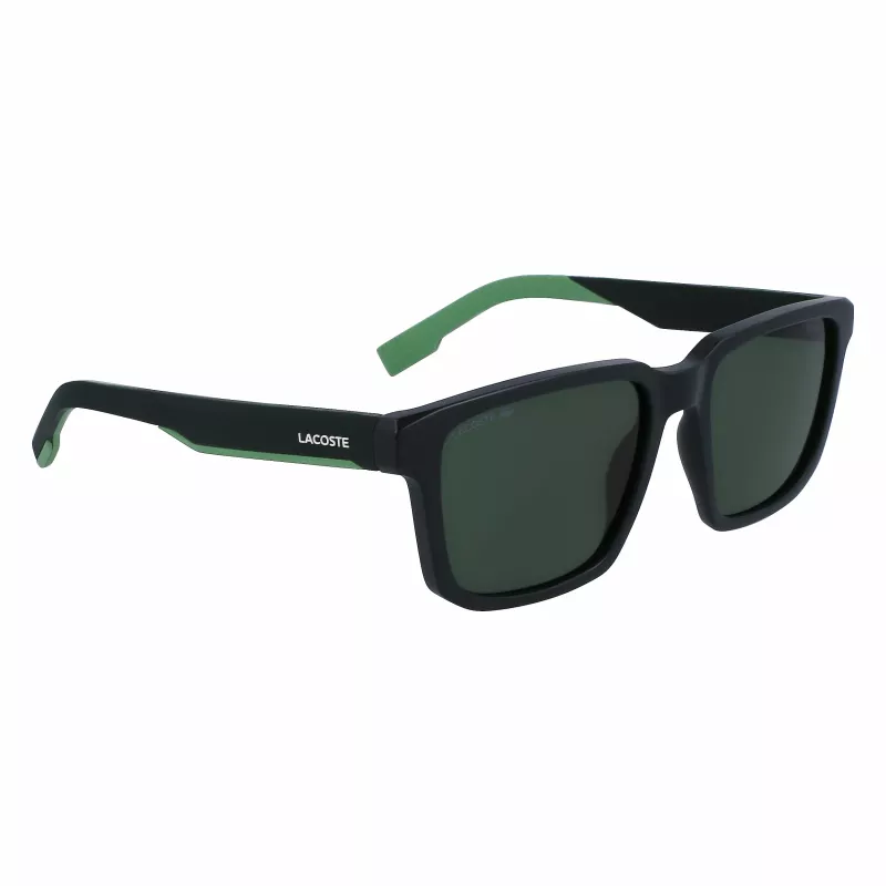 Gafas de sol de hombre Lacoste L999S-301, montura verde mate, lentes verde oscuro, 55/18/145 mm