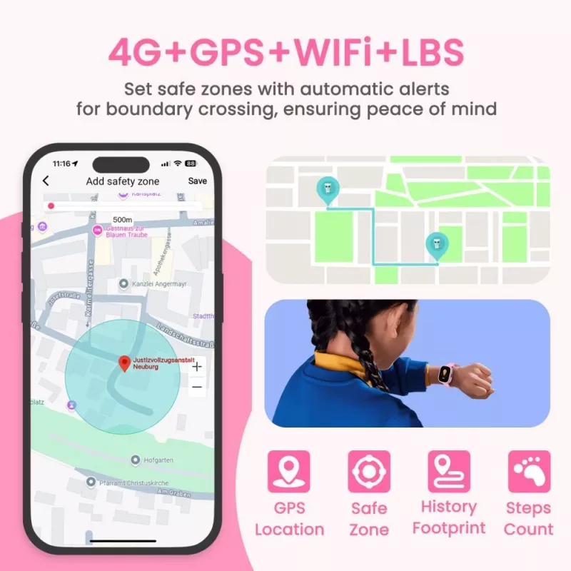 LAGENIO K3 smartwatch infantil 4G rosa