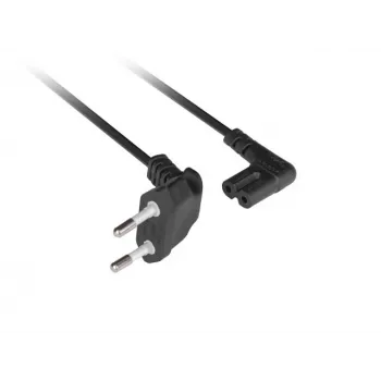 Lanberg Cable de alimentación en ángulo de 1,8 m enchufe europeo a IEC C7 (negro)