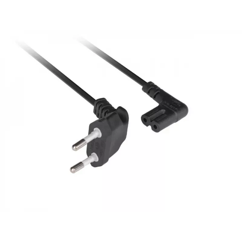 Lanberg Cable de alimentación en ángulo de 1,8 m enchufe europeo a IEC C7 (negro)