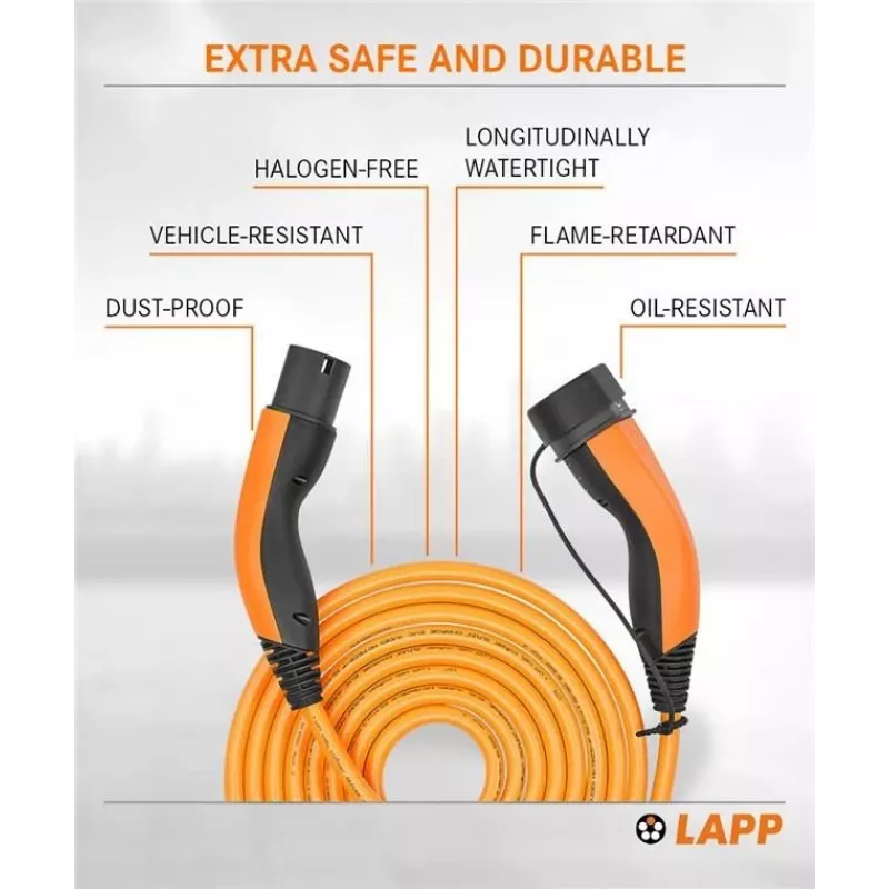 Cable de carga LAPP MOBILITY HELIX® Type 2, hasta 7,4 kW, 5 m, naranja (61797)