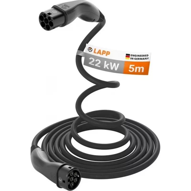 LAPP MOBILITY HELIX® Cable de carga para VE Type 2, 22 kW, 5 m, negro 61795