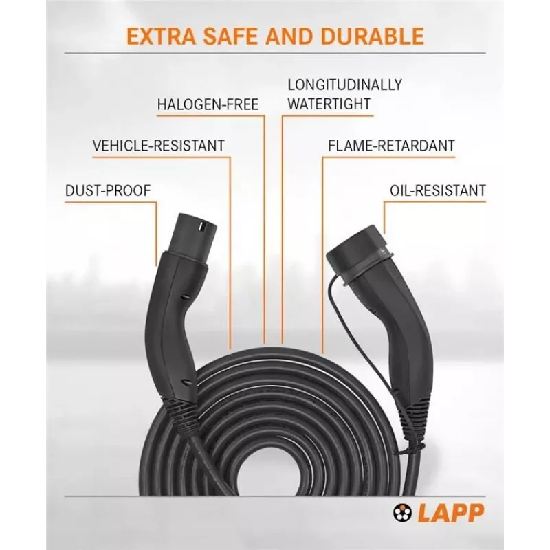 LAPP MOBILITY HELIX® Cable de carga para VE Type 2, 22 kW, 5 m, negro 61795