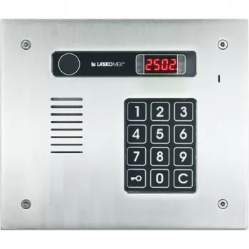 Laskomex CP-2513R INOX Placa de calle audio de acero inoxidable con RFID, 13 viviendas, horizontal, montaje empotrado, plateado