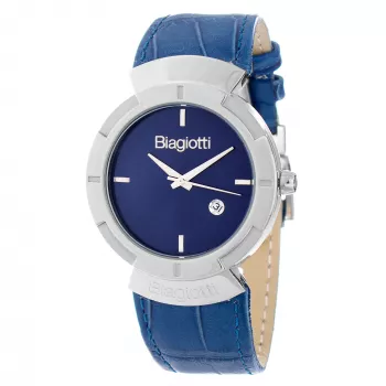 LAURA BIAGIOTTI Reloj de hombre LB0033M-02 40mm acero inoxidable cuarzo analógico esfera negra correa de piel
