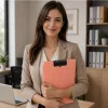 LEAN Carpeta con pinza A4 con tapa, clip metálico, plástico rosa